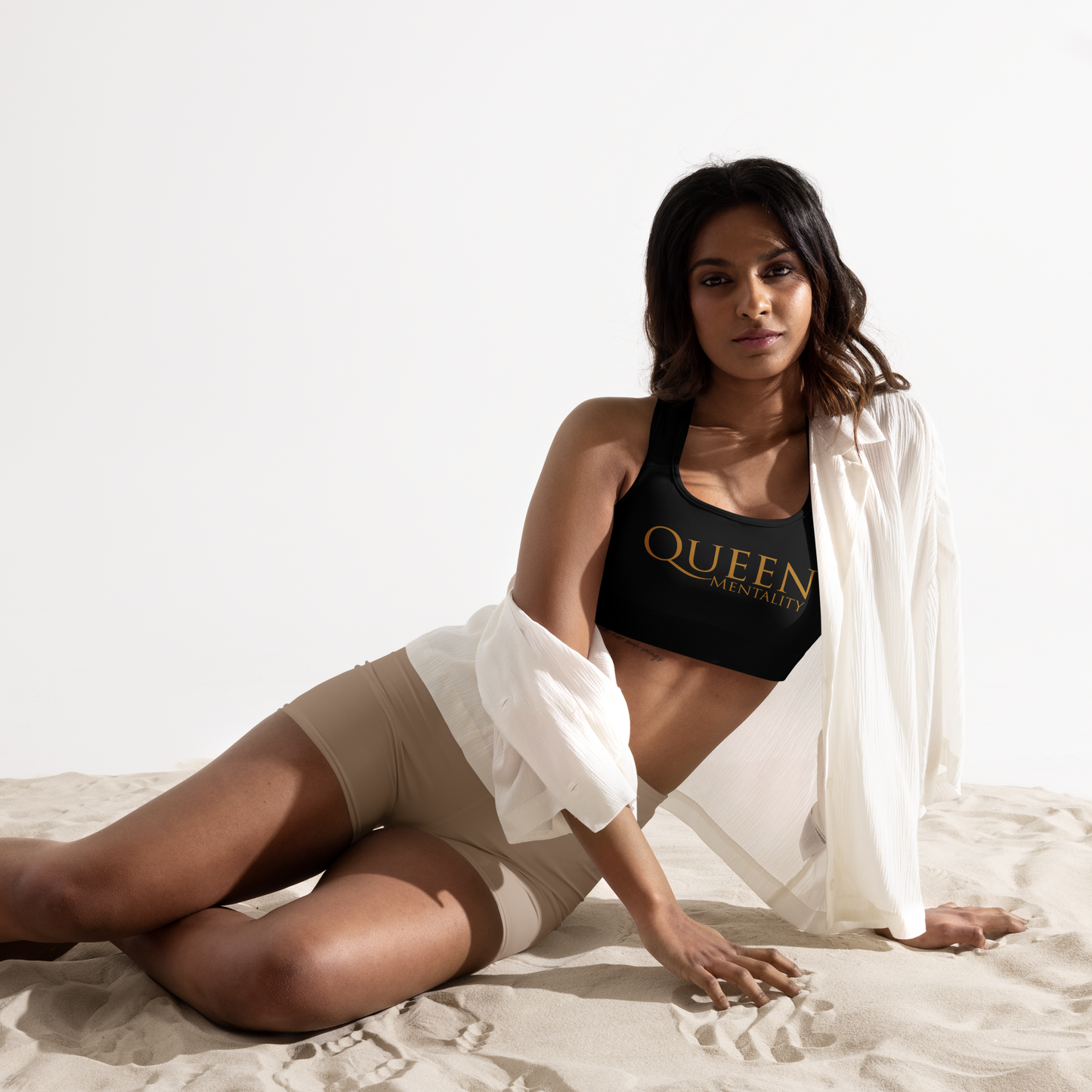 Queen Mentality Sport Bra (w/ Removable Padding) - Bold Logo